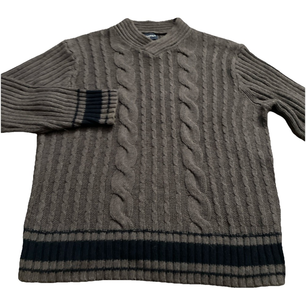 BANANA REPUBLIC Cable Knit Sweater Men's‎ Size Large Brown Rabbit Hair Cotton